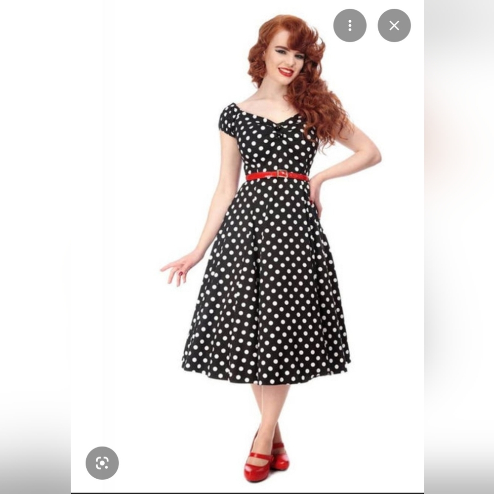 NWOT Collectif Dolores Polkadot Swing 50s Pinup Dress XL (UK Size 16)